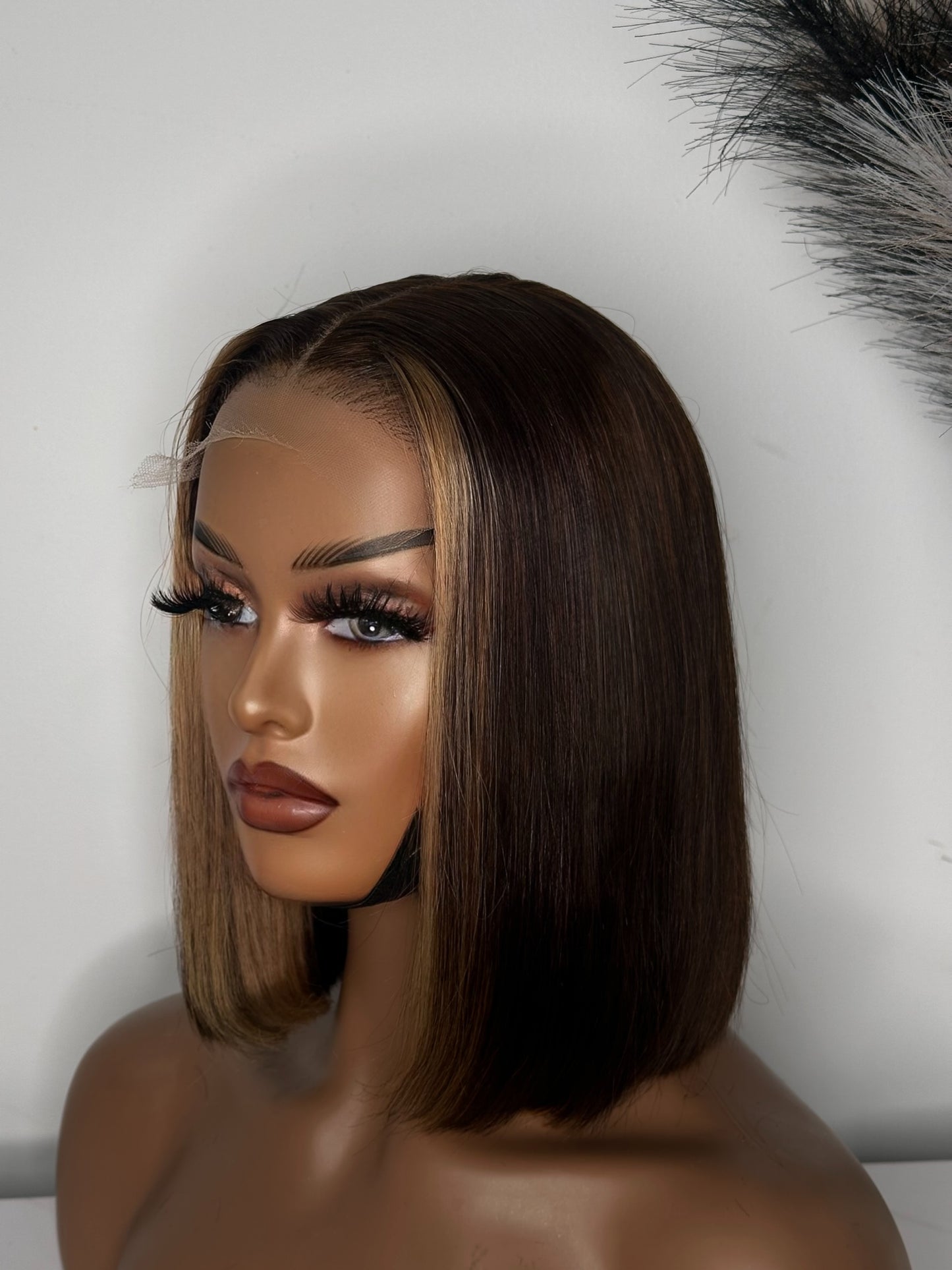 10” Brown with money piece Bob Luxury Transparent Wig Closure