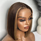 10” Brown with money piece Bob Luxury Transparent Wig Closure